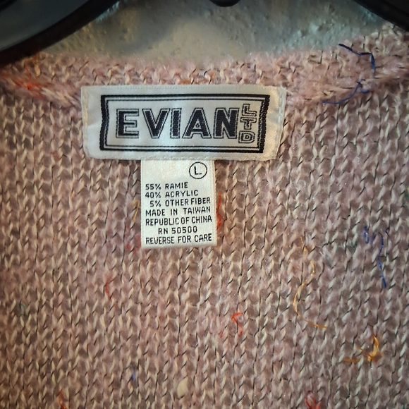 Vintage Evian Ltd Pink Speckled Knit Sweater Vest Button Front - Picture 5 of 8